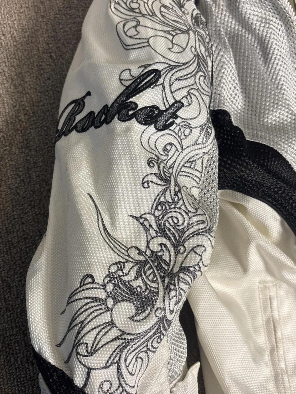 Joe Rocket White and Black Mesh Motorcycle Jacket with Sleeve Art